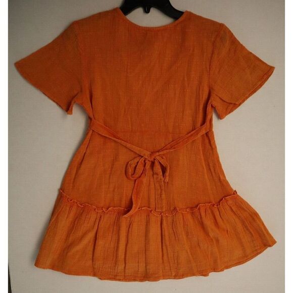 Raga R2786 Women's Sz 2 Burnt Orange Golden Rules Mini Wrap Dress - Picture 6 of 8